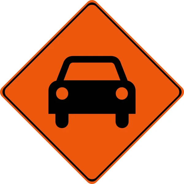 Znak Ostrzegawczy Symbolem Samochodu — Zdjęcie stockowe