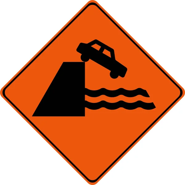 Warning Sign Unprotected Quayside Riverbank Symbol — Stock Photo, Image