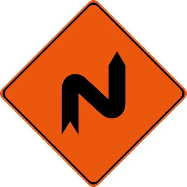 Σήμα Προειδοποίησης Επικίνδυνες Καμπύλες Στο Δεξί Σύμβολο — Φωτογραφία Αρχείου