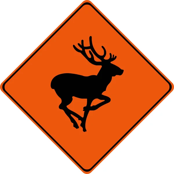 Warnschild Mit Rehen Auf Verkehrszeichen — Stockfoto