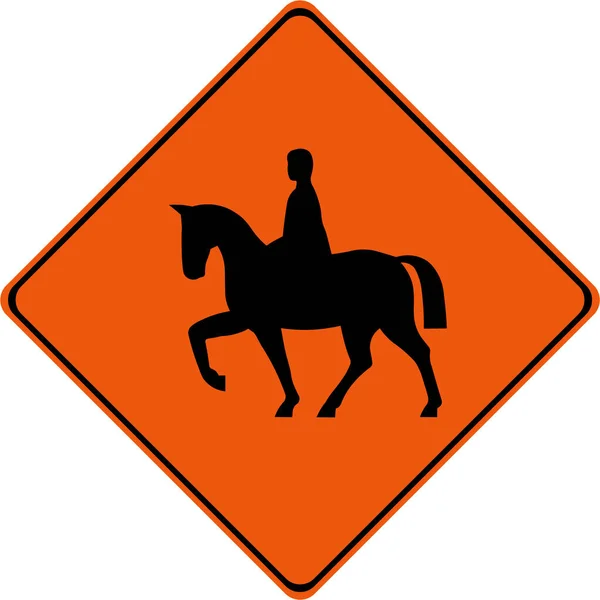 Предупреждающий Знак Всадниками Дорожном Символе — стоковое фото