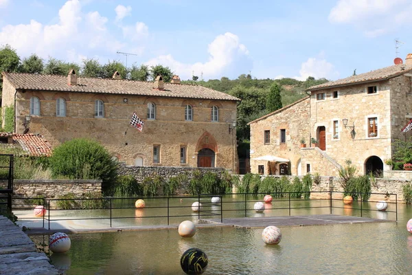 Gamle Termiske Bade Den Middelalderlige Landsby Bagno Vignoni Toscana Italien - Stock-foto
