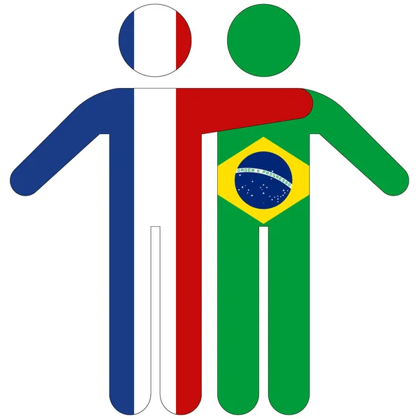 França Brasil Conceito Amizade Sobre Fundo Branco — Fotografia de Stock