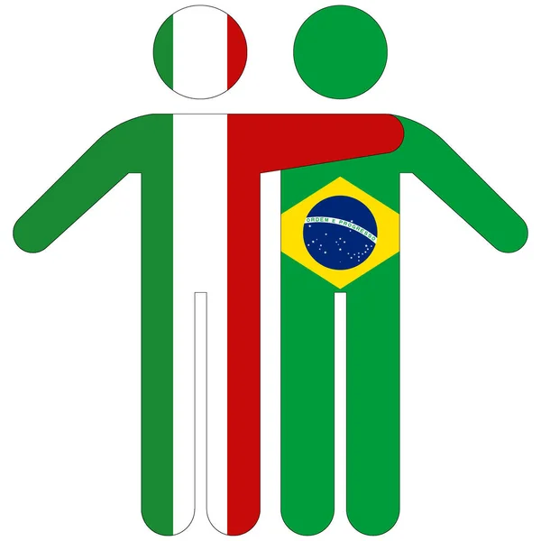Италия Бразилия Концепция Дружбы Белом Фоне — стоковое фото