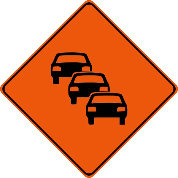 Warning Sign Traffic Queue Symbol — Stock Photo, Image