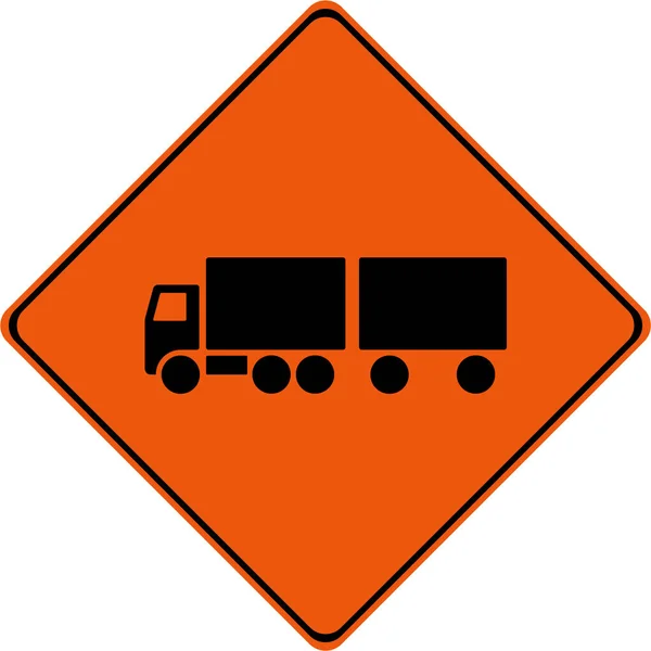 Waarschuwingsbord Met Vrachtwagensymbool — Stockfoto