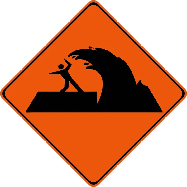 Znak Ostrzegawczy Symbolem Tsunami — Zdjęcie stockowe
