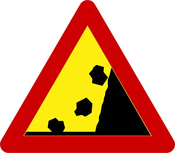 Señal Advertencia Con Símbolo Rocas Cayendo — Foto de Stock