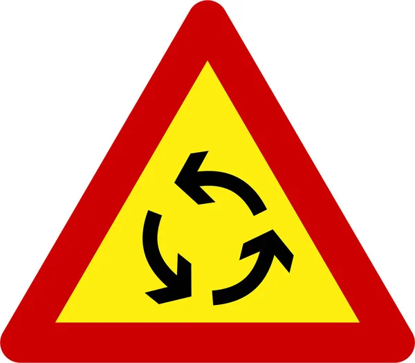 Warnschild Mit Kreisverkehr Symbol — Stockfoto