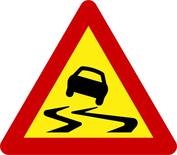 Предупреждающий Знак Скользким Дорожным Символом — стоковое фото