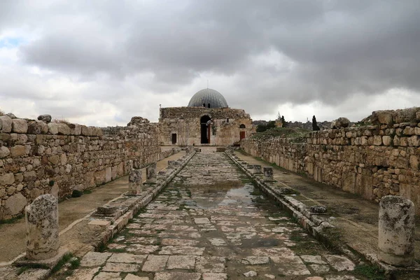 Umayyadpalatset Jabal Qal Det Gamla Romerska Citadellet Amman Jordanien — Stockfoto