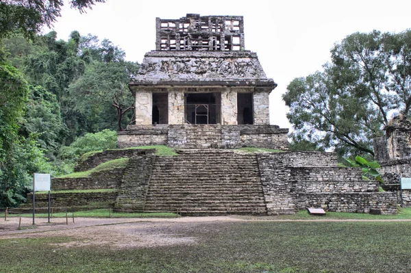 Solens Tempel Vid Maya Staden Palenque Mexiko — Stockfoto