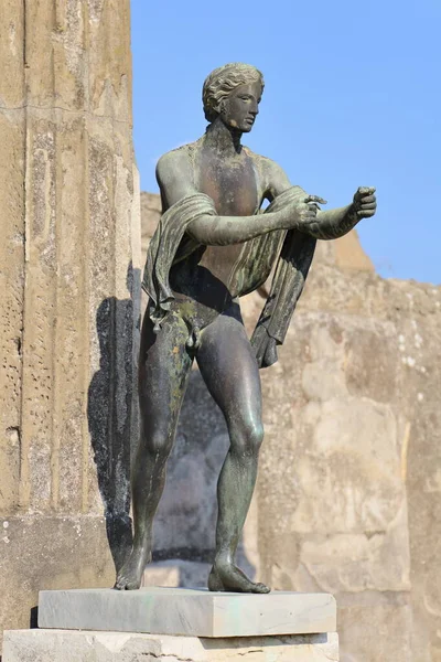 Estatua Bronce Apolo Pompeya Italia —  Fotos de Stock