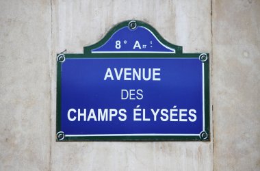 Paris Champs Elysees caddesi işareti
