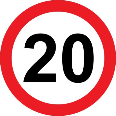 20 hız sınırlama yol işareti