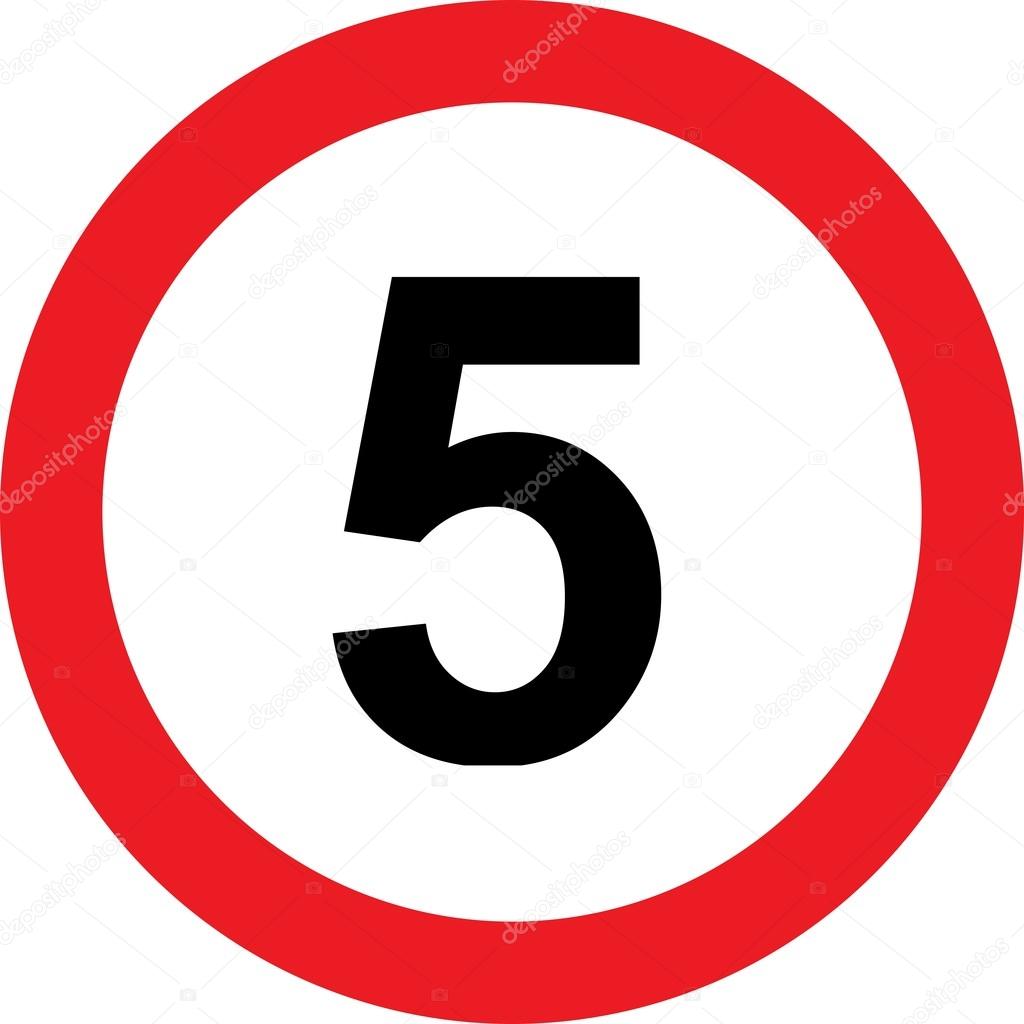 5 speed limitation road sign