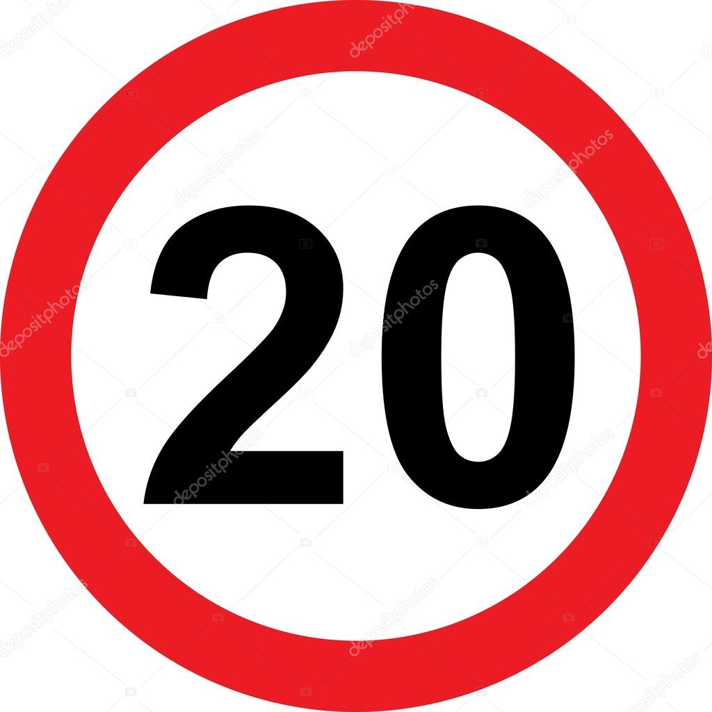 20 speed limitation road sign