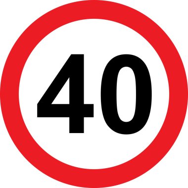 Beyaz arka plan üzerinde 40 hız sınırlama yol işareti