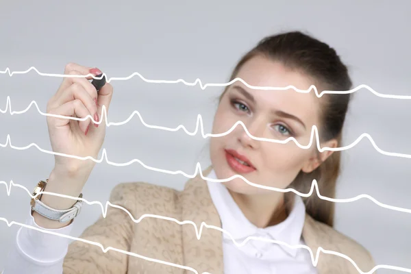 Arts vrouw en cardiogram lijnen — Stockfoto