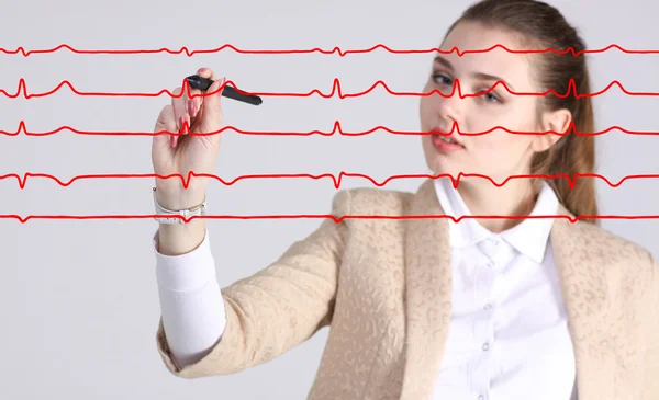 Medico donna e linee cardiografiche — Foto Stock