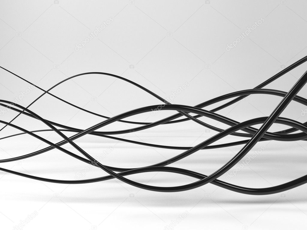 Black electric wires or abstract lines