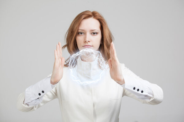 Woman with glowing magical energy ball.