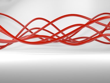 Kırmızı elektrik telleri veya özet satırları 3D çizimi
