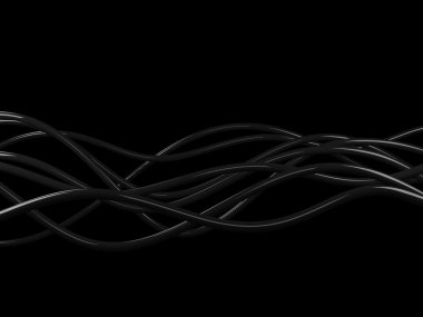 Siyah elektrik telleri veya özet satırları, 3d çizim