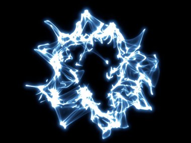 Siyah arka planda, 3d illüstrasyon mavi soyut shockwave.