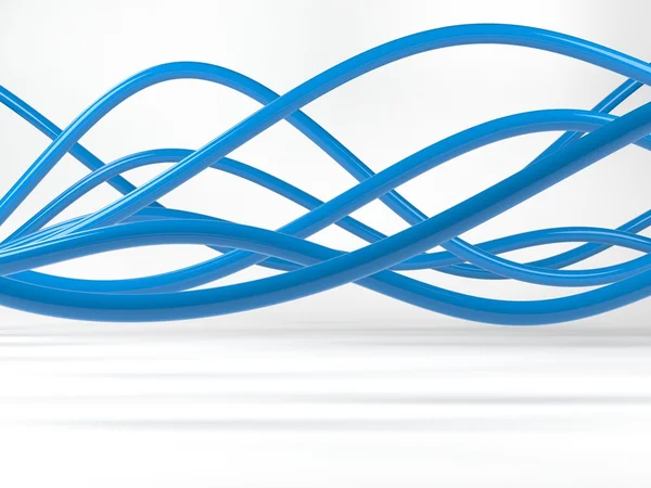 Ilustración 3D de cables eléctricos azules o líneas abstractas — Foto de Stock