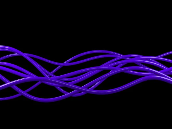 Alambres eléctricos violetas o líneas abstractas, Ilustración 3D — Foto de Stock