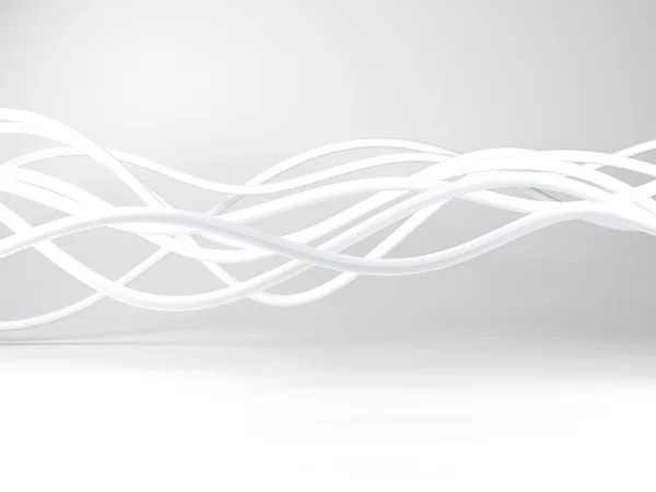 Weiße Stromkabel oder abstrakte Linien, 3D-Illustration — Stockfoto