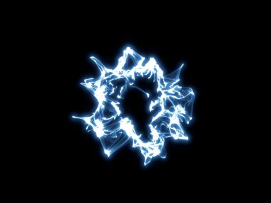 Siyah arka planda, 3d illüstrasyon mavi soyut shockwave.