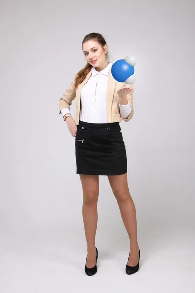 Young woman scientist with model of water molecule. — Stock Photo, Image