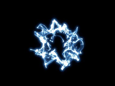 Siyah arka planda, 3d illüstrasyon mavi soyut shockwave.