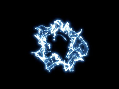 Siyah arka planda, 3d illüstrasyon mavi soyut shockwave.