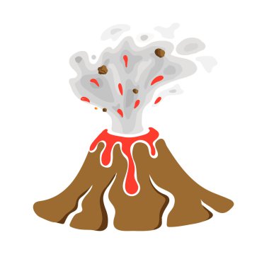 Volkan Erüpsiyonu logosu, beyaz arka plan üzerinde vektör çizim