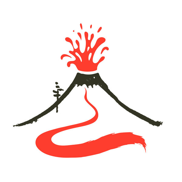 Volcano eruption logo, vector illustration on white background