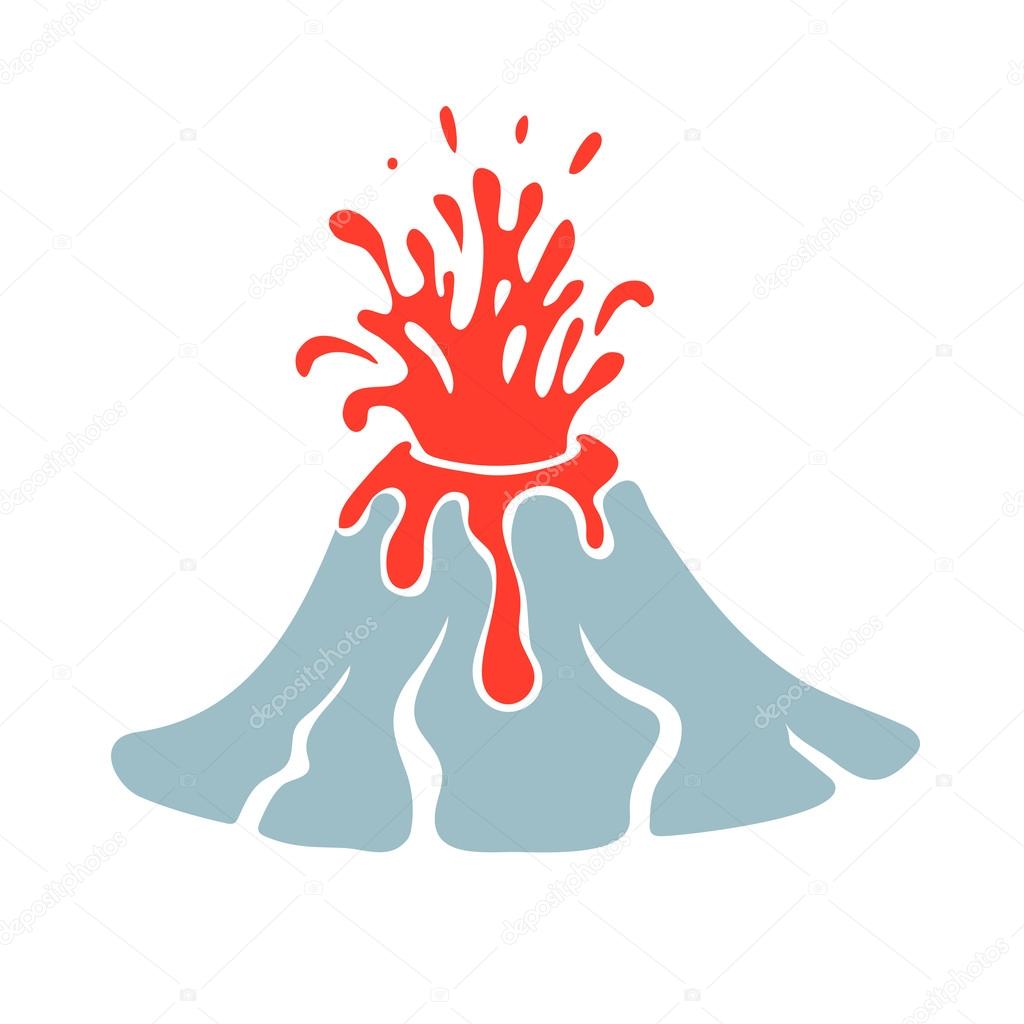 Volcano eruption vector logo. Volcanic activity illustration.