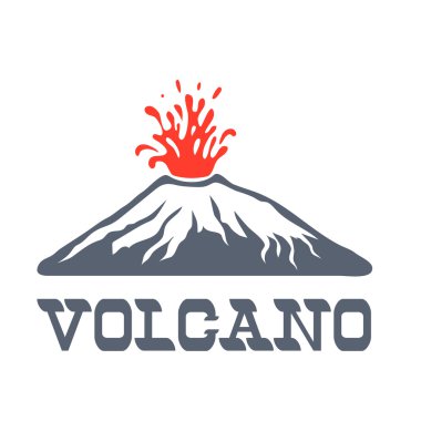 Volkan Erüpsiyonu logosu, beyaz arka plan üzerinde vektör çizim