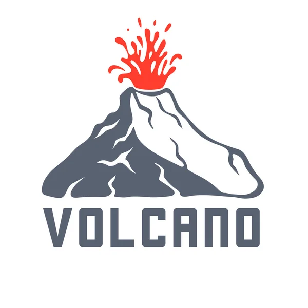 Vulkan utbrott logotyp, vektor illustration på vit bakgrund — Stock vektor