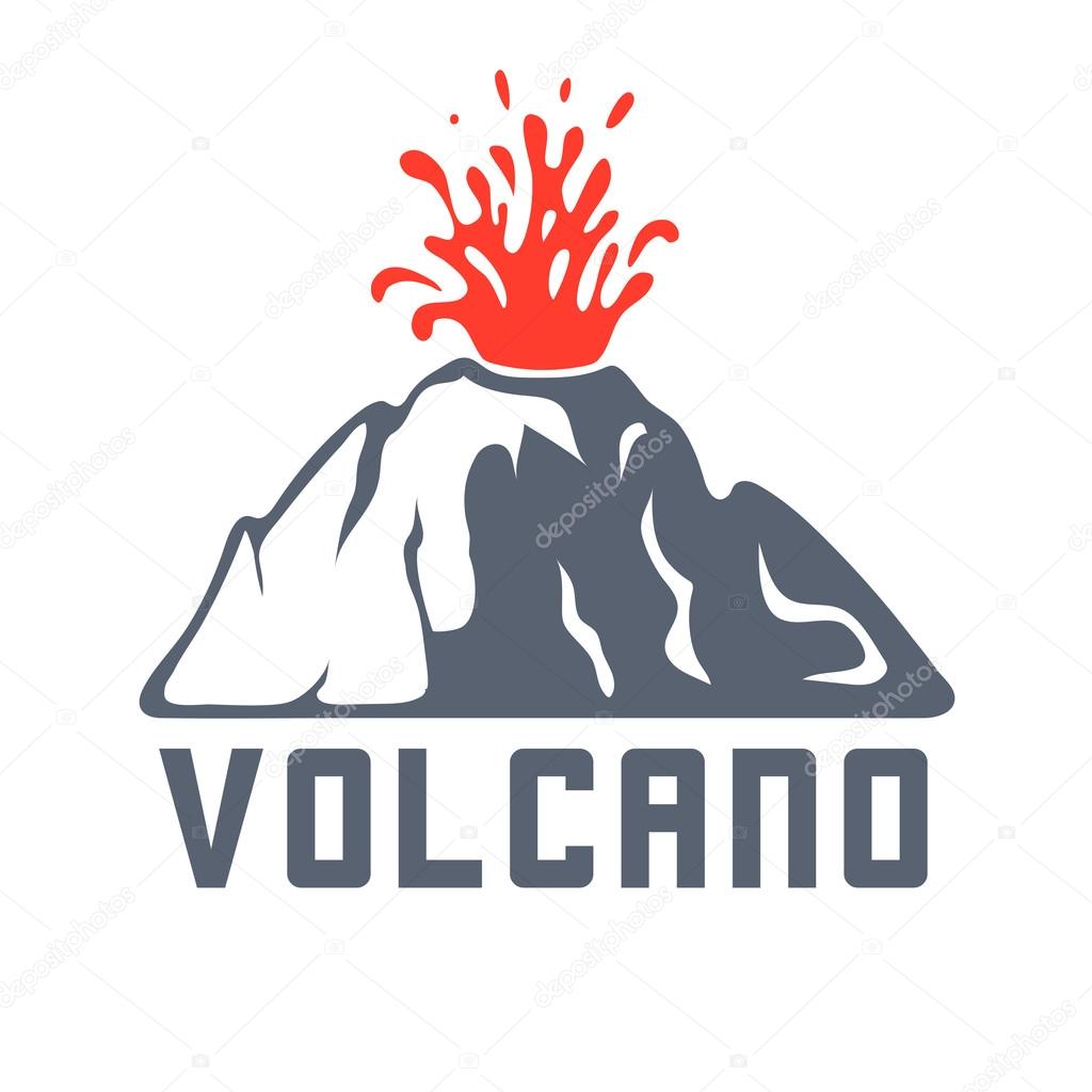 Volcano eruption vector logo. Volcanic activity illustration.