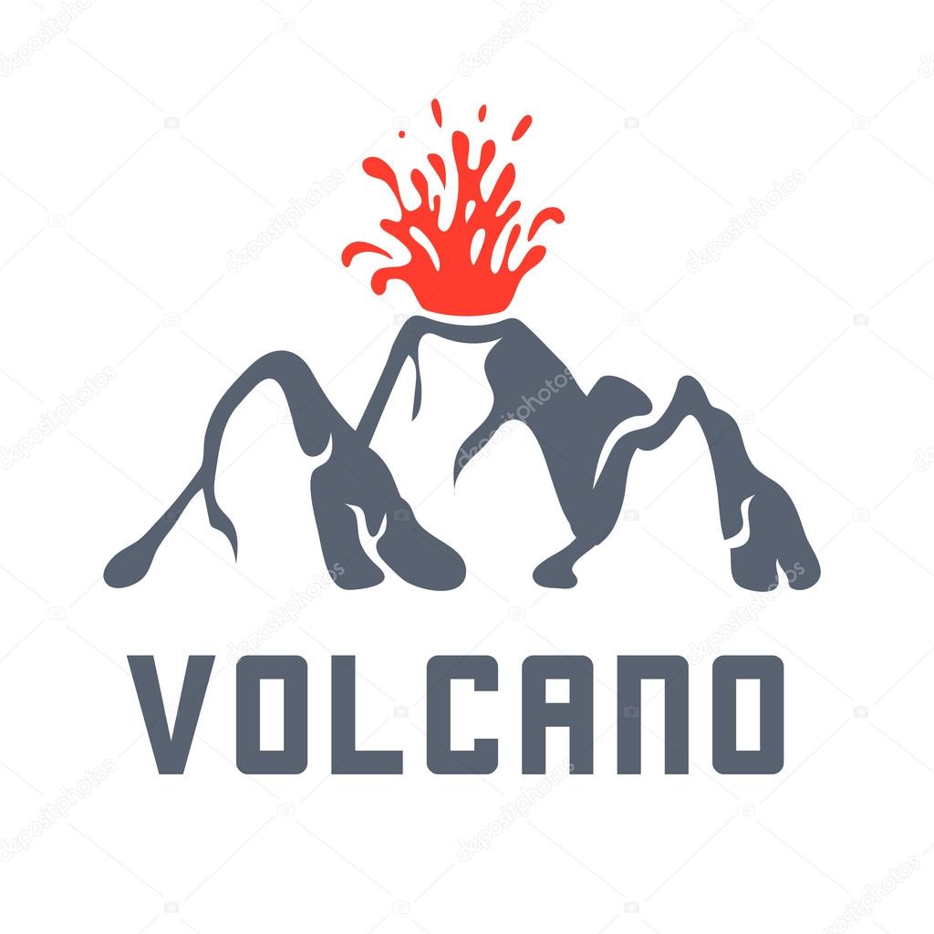 Volcano eruption vector logo. Volcanic activity illustration.