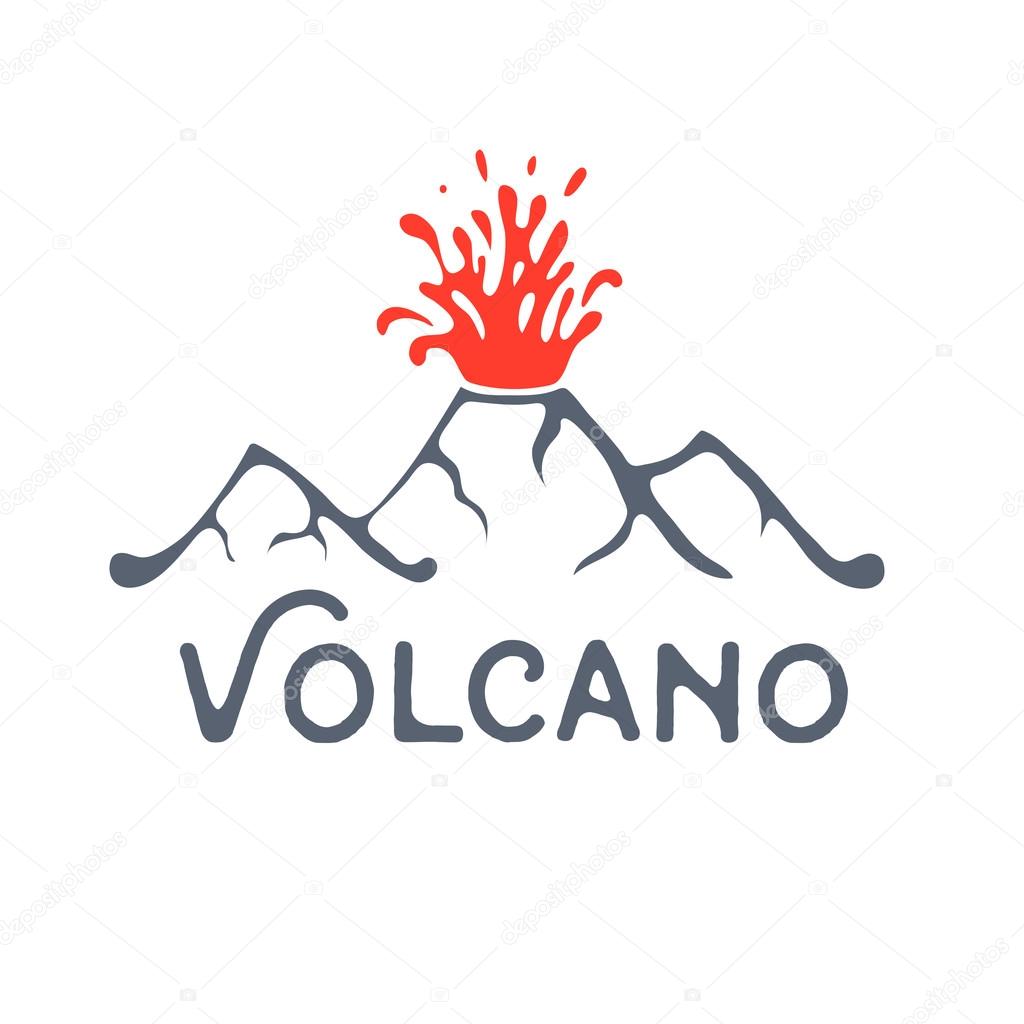 Volcano eruption vector logo. Volcanic activity illustration.