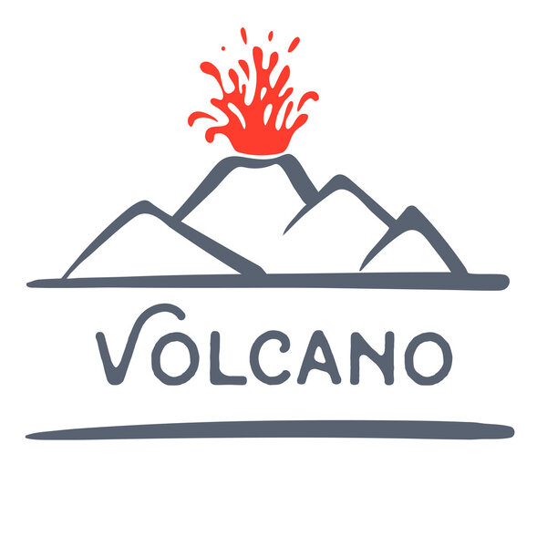 Volcano eruption logo, vector illustration on white background