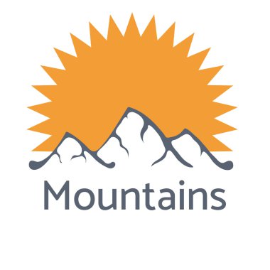 Güneş ışınları, vektör simge tasarlamak logolu dağlar