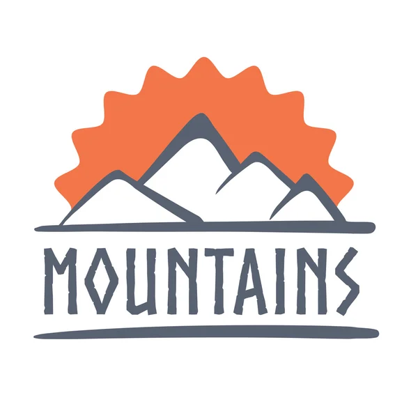 Λογότυπο βουνά με ακτίνες ήλιων, εικονογράφηση εικόνα διάνυσμα — Διανυσματικό Αρχείο