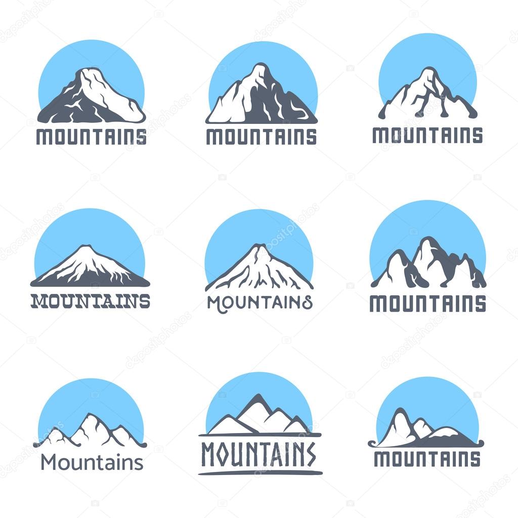 Mountain lanscape logo, vector icon set