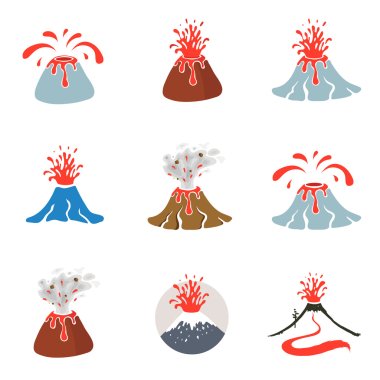 Volcano eruption logo, vector illustration on white background clipart
