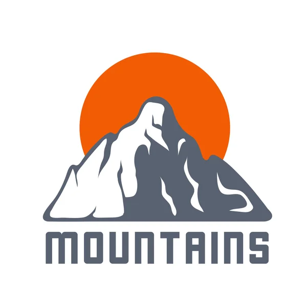 Логотип гор с солнцем, векторная иконка — стоковый вектор